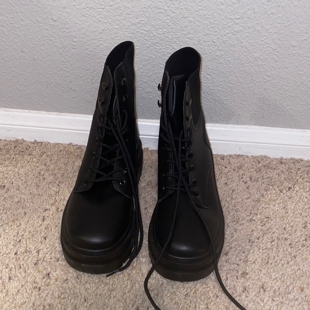 Fashion Nova Black Lace-Up Boots